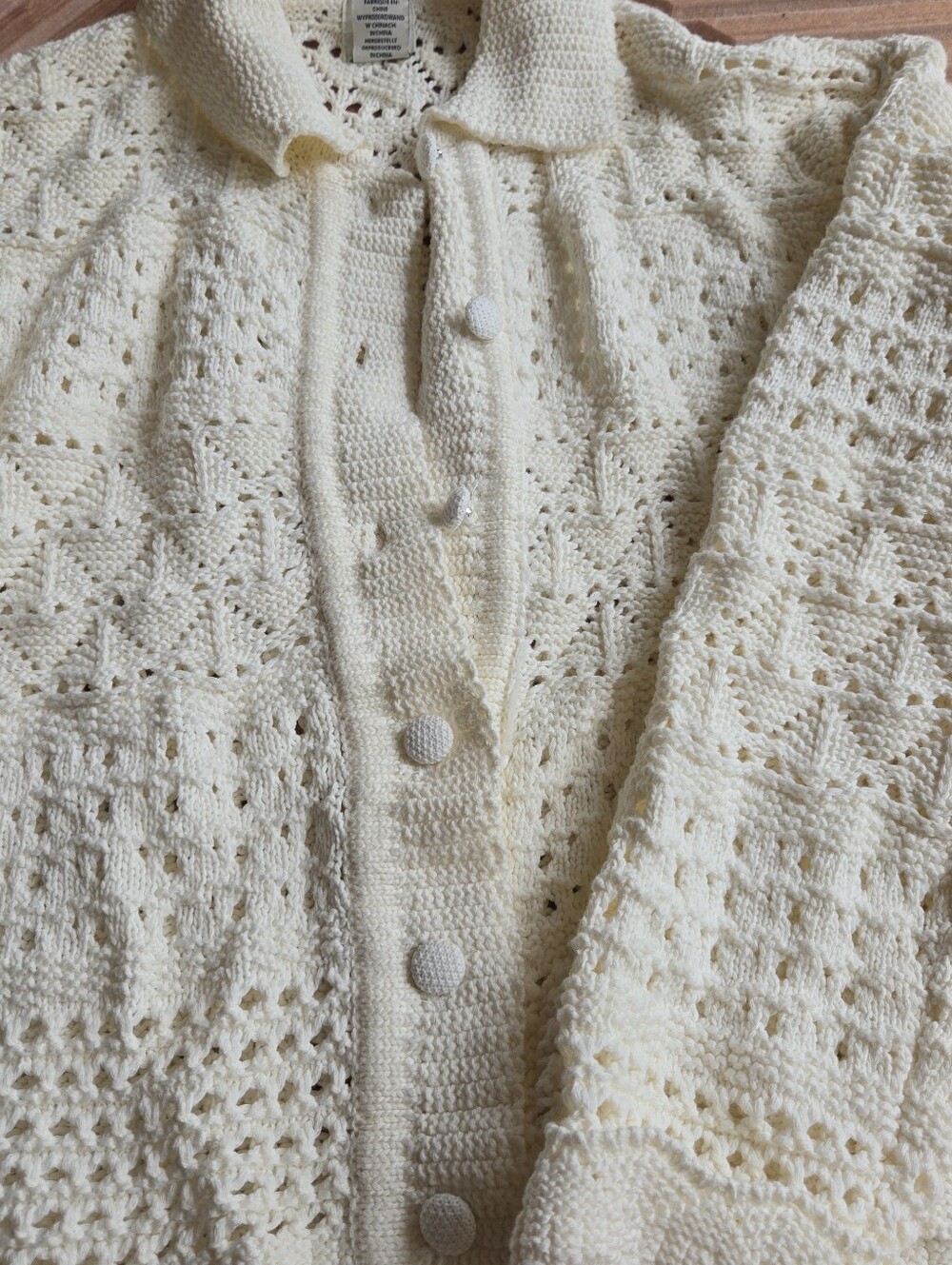 Joie Cream Crochet K itted Button-Front Women's Sweater Cardigan XS-S - Picture 2 of 6